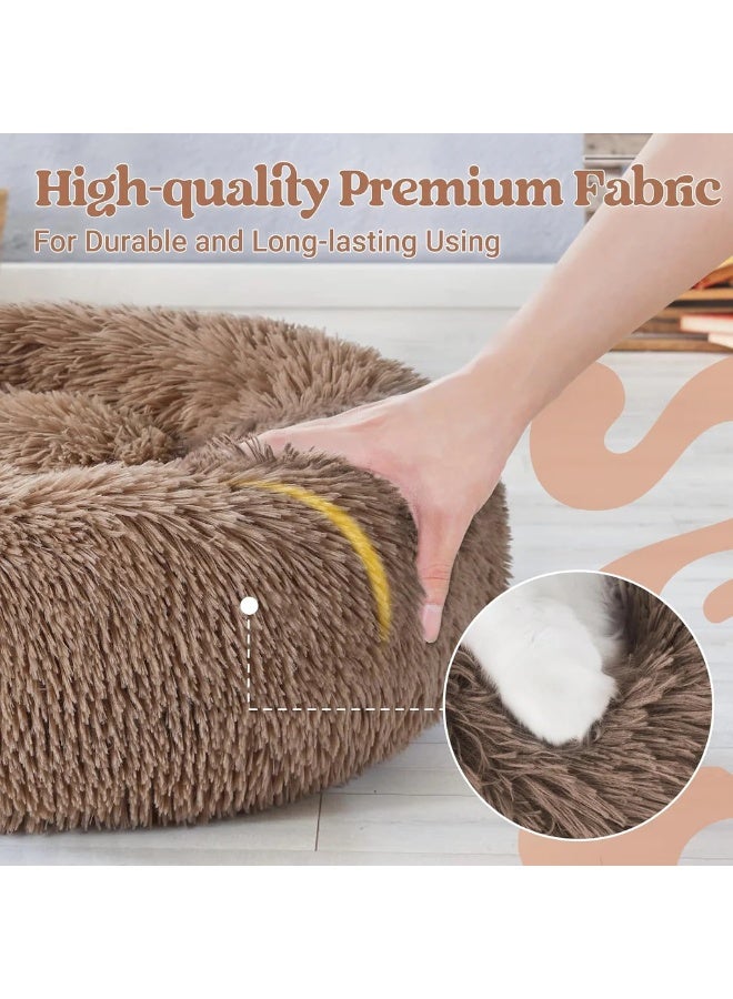 HousLife Cat Bed Plush Donut Cat Bed 40x40CM Soft Fluffy Round Pet Bed, Calming Self Warming Cat Bed Machine Washable with Non Slip Waterproof Bottom for Indoor Cats Small Dogs - Image 4